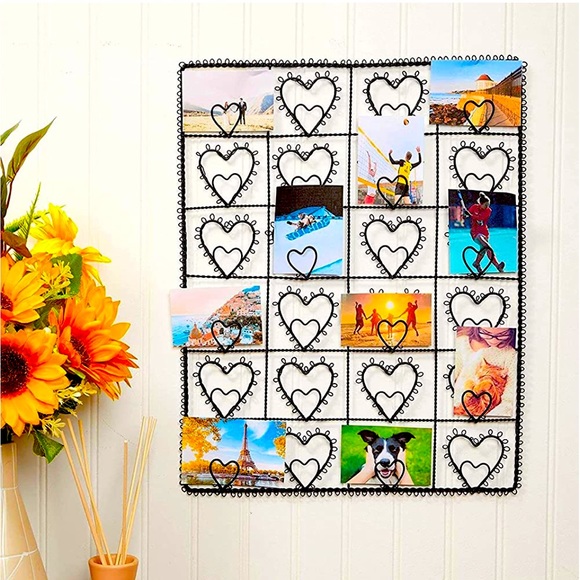 Wire Heart Picture Frame Collage Photo Cards Memo Note Display Window Wall Note - Picture 1 of 6